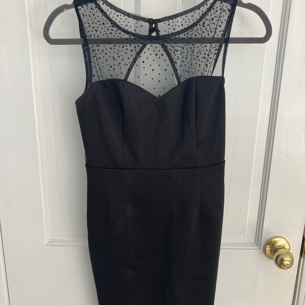 Black Sheer Front Cocktail Dress